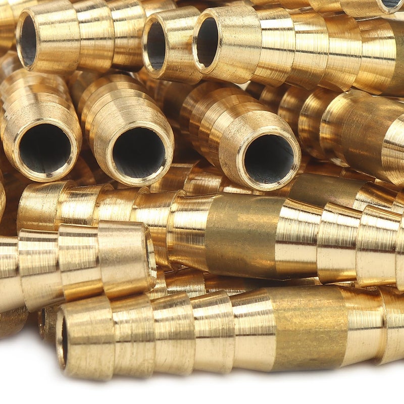 LTWFITTING Brass Barb Splicer Mender 1/4-Inch Hose ID Fitting for Vehicle Fuel System Heater System (Pack of 10) - Image 1